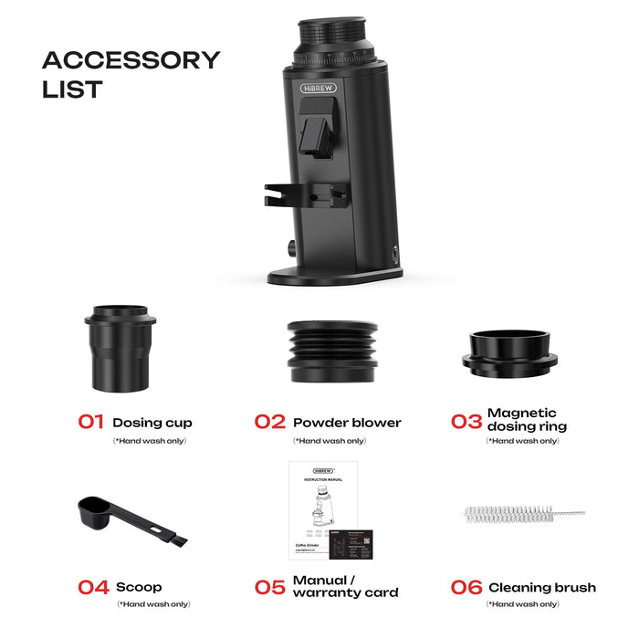 HiBREW G64 Plus Professional Coffee Grinder – 64mm , 150-Level Stepless Adjustment, 380W