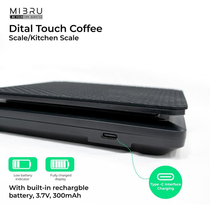 MIBRU - Digital Coffee Scale with Touch Display – Black