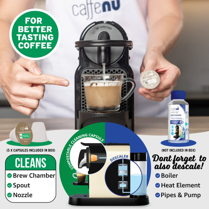 Caffenu® Eco Cleaning Capsules – For Nespresso® Original Machines (5 Capsules)