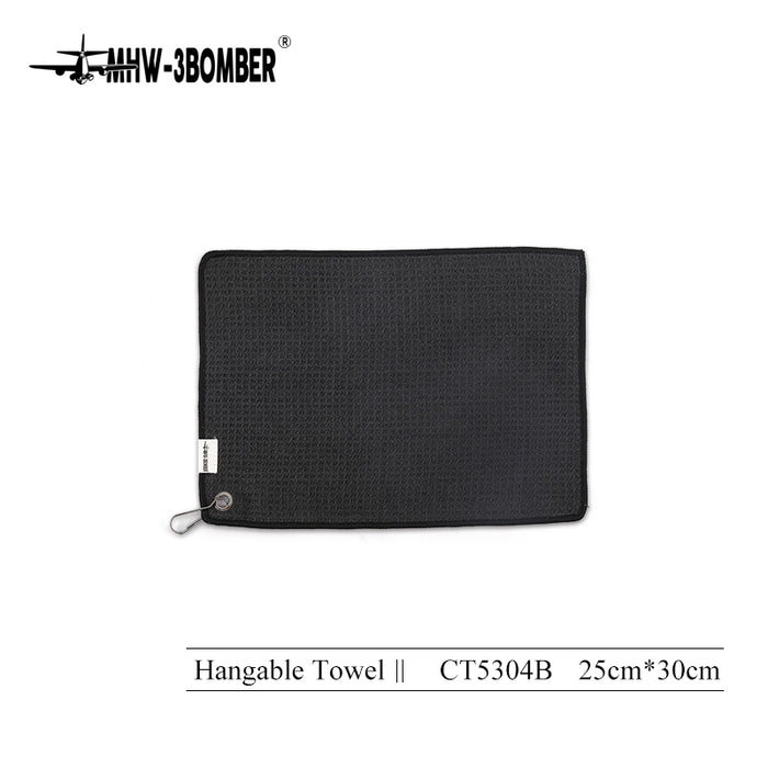 3BOMBER - Hanging Ring Towel 35X25cm-Black  منشفة دائرية مقاس 30 × 25 سم - أسود