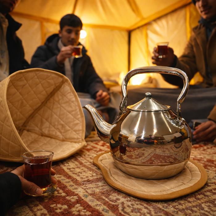 خدرة - غطا غوري الشاي لون بيج الحجم كبير 1.5 لتر | Khadra - Tea pot cover Beige Big size 1.5 L