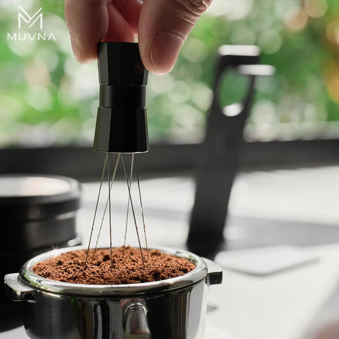 MUVNA Magnetic WDT Coffee Needle Distributor – Black | موزع قهوة MUVNA المغناطيسي بالإبر WDT – أسود