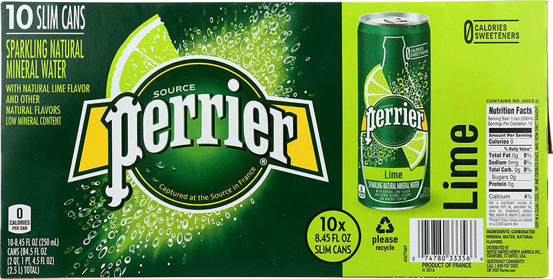 Perrier - Slim Can mineral water Lime 10 Ã— 250 ml