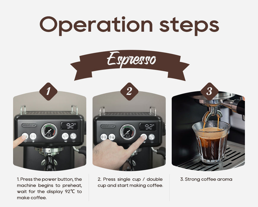 (ماكينة قهوة إسبريسو نصف أوتوماتيكية (أسْوَد