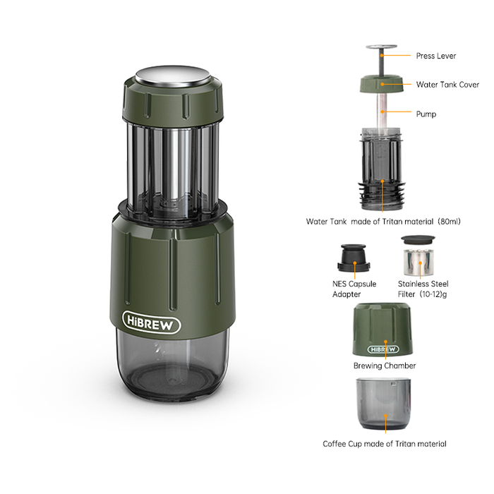 HiBrew – H4D 2-in-1 Portable Ground Hand Press Brewer Espresso Maker