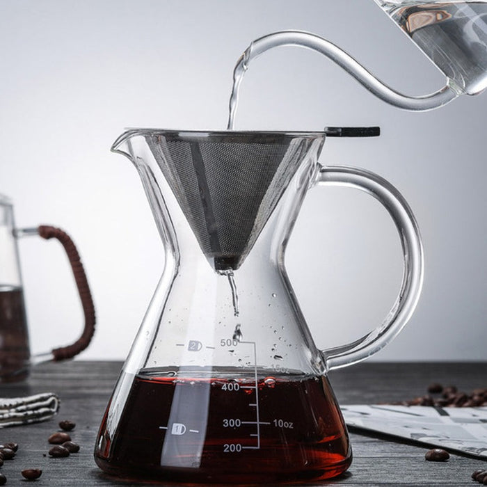 Sturdy Glass Coffee with Stainless Steel Espresso Filter 500ml