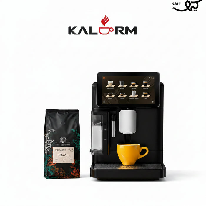 Kalerm B6-W Automatic Coffee Machine 1400W + 1KG Brazil Diamond Free | آلة قهوة Kalerm B6-W أوتوماتيكية 1400 واط + 1 كجم بن Brazil Diamond مجانًا