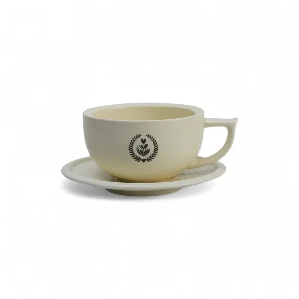 MUVNA 280ml Cream Yellow Ceramic Latte Cup with Handle – Porcelain Coffee Cup for Latte Art (