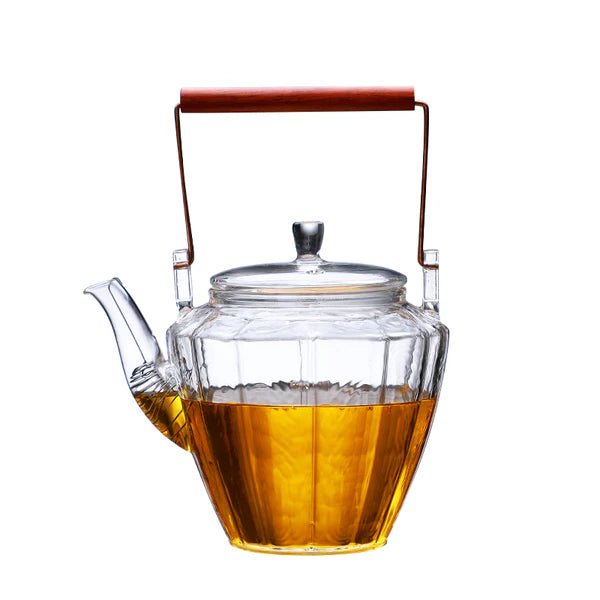 Glass Tea pot with wood handle 500 ml | إبريق شاي زجاجي بمقبض خشبي 500 مل