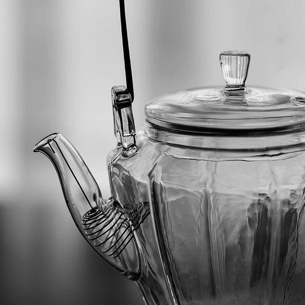 Glass Tea pot with wood handle 500 ml | إبريق شاي زجاجي بمقبض خشبي 500 مل