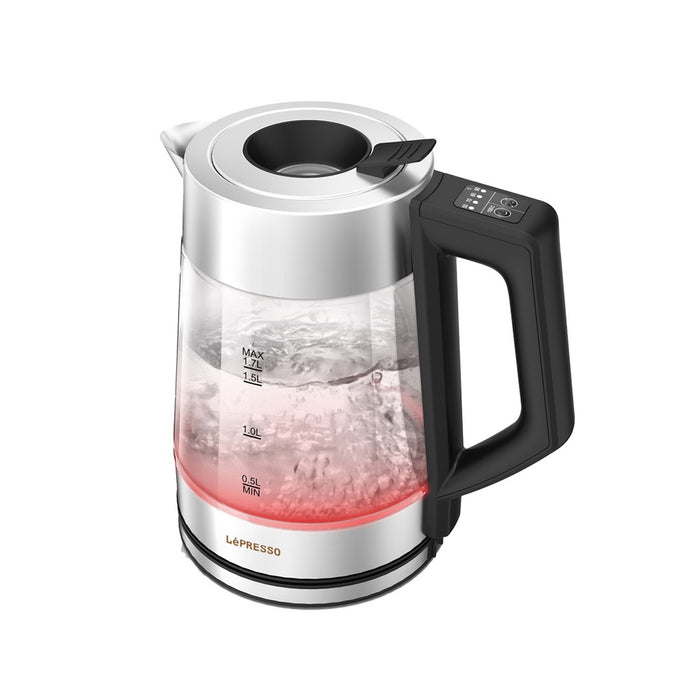 LePresso - Multi-Temperature Illuminated Glass Kettle - Black