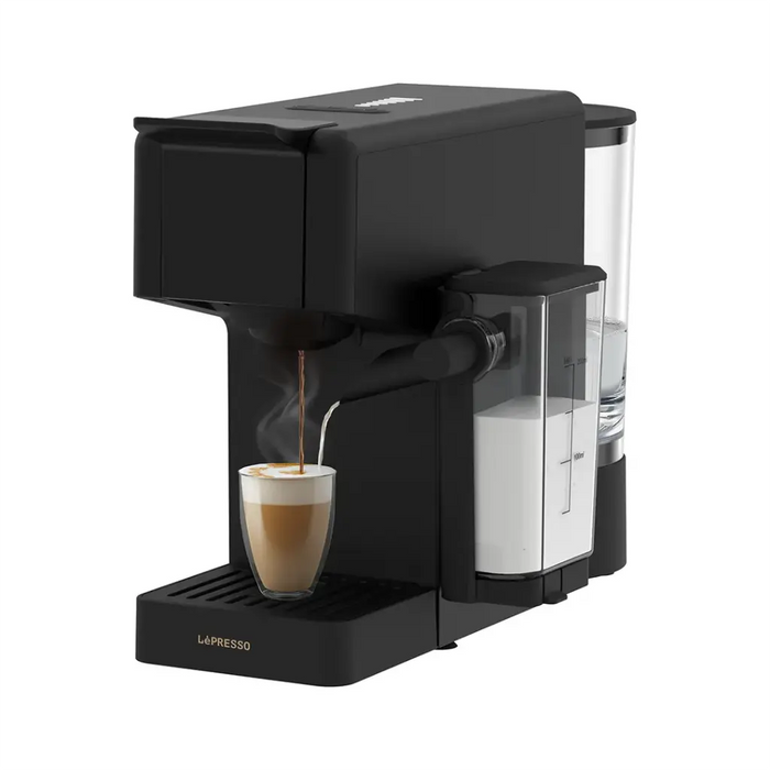 Lepresso - Crema Pro 3 -1 -Capsule Coffee Machine – 20-Bar Pressure, Dual Boiler, Milk Frother, Black