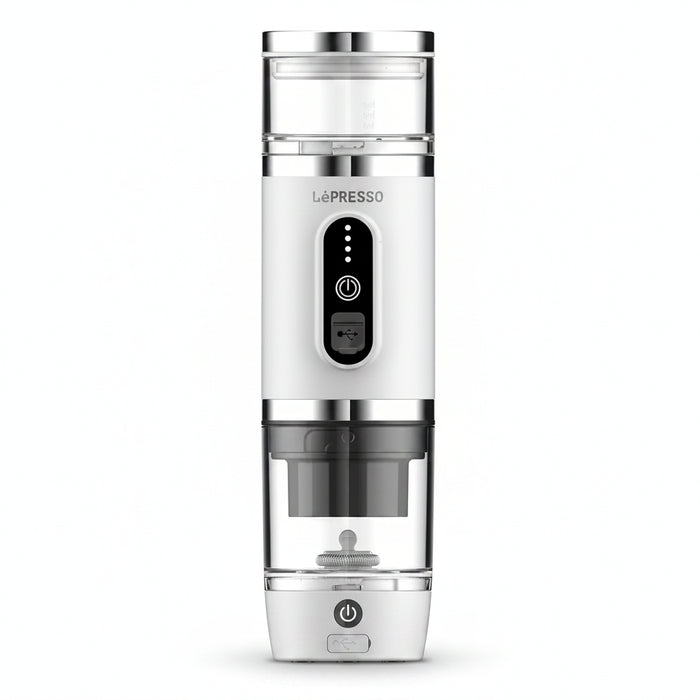 Lepresso 4-in-1 Portable Coffee Machine with Milk Frother | 20 Bar Pressure | 80mL | Capsule & Ground Coffee Compatible | White