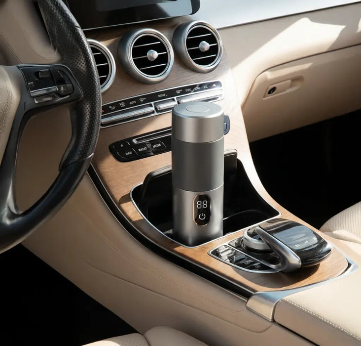 Lepresso Mokarise Electric Moka Maker (Car & Home Use) | Dual Voltage 12V/220V | 150mL | Stainless Steel | Silver
