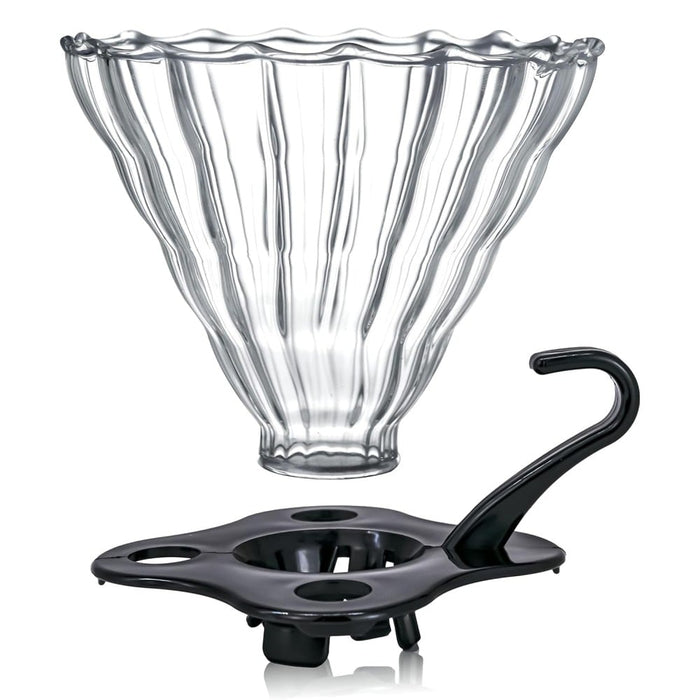 MIBRU V60 Glass Pour Over Coffee Dripper Size 02 with Plastic Base