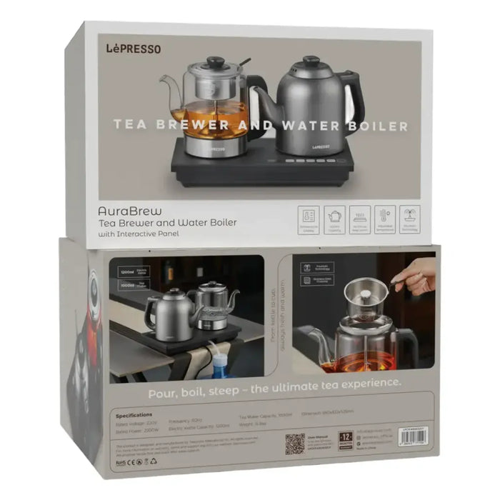 LePresso AuraBrew Tea Brewer and Water Boiler with Interactive Panel - Gray