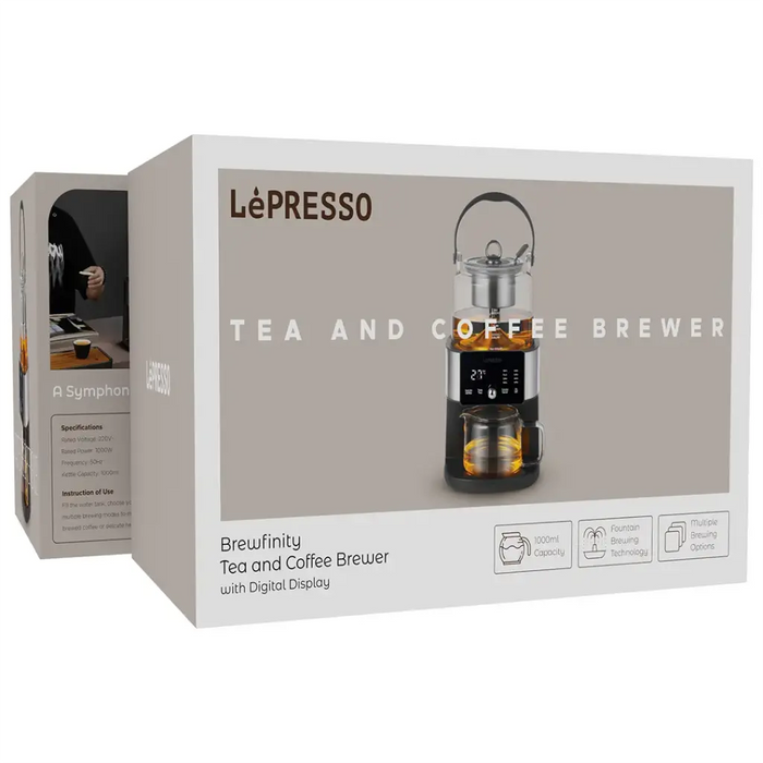 LePresso Brewfinity Tea & Coffee Brewer with Digital Display | 1000mL | Fountain Brewing Technology | Black