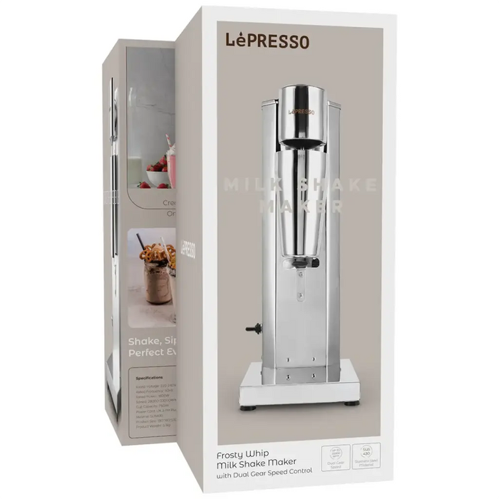 LePresso -  Frosty Whip Milk Shake Maker with Dual Gear Speed Control - Silver