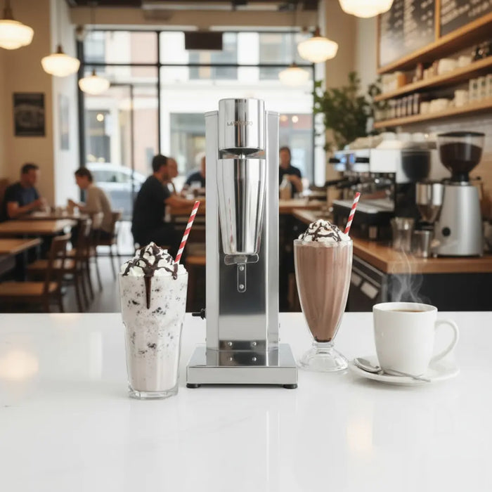 LePresso -  Frosty Whip Milk Shake Maker with Dual Gear Speed Control - Silver