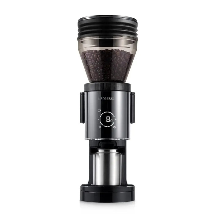 LePresso -  Grindeur Conical Burr Grinder with Digital Weight Control - Black