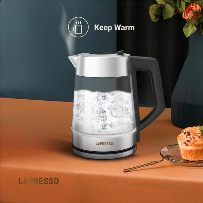 LePresso - Multi-Temperature Illuminated Glass Kettle - Black