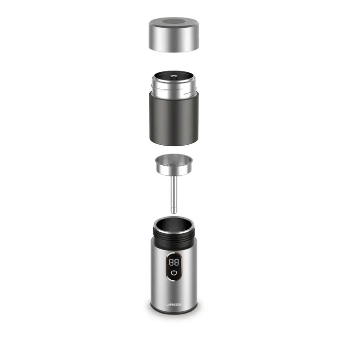 Lepresso Mokarise Electric Moka Maker (Car & Home Use) | Dual Voltage 12V/220V | 150mL | Stainless Steel | Silver