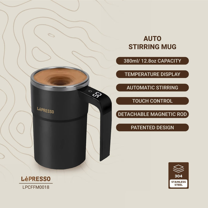 Lepresso - Auto Stirring Mug Black | ليبريسو - كوب التحريك التلقائي باللون الاسود