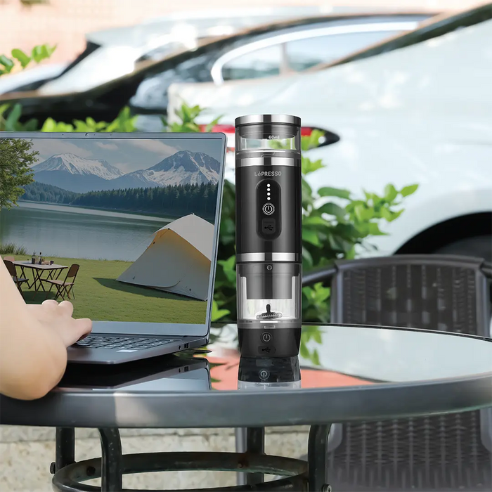 Lepresso 4-in-1 Portable Coffee Machine with Milk Frother | 20 Bar Pressure | 80mL | Capsule & Ground Coffee Compatible | White