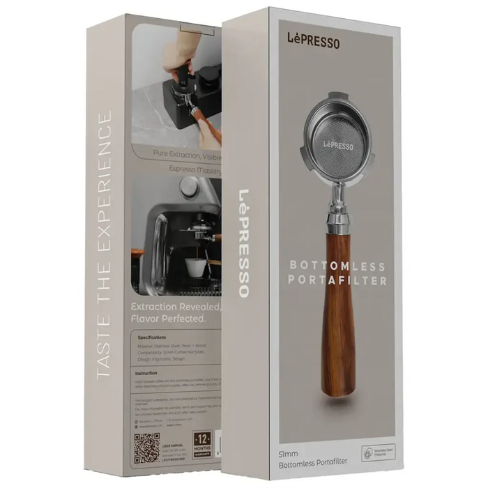 Lepresso - 51mm Bottomless Portafilter - Brown SKU: LPCFFBP0013BR