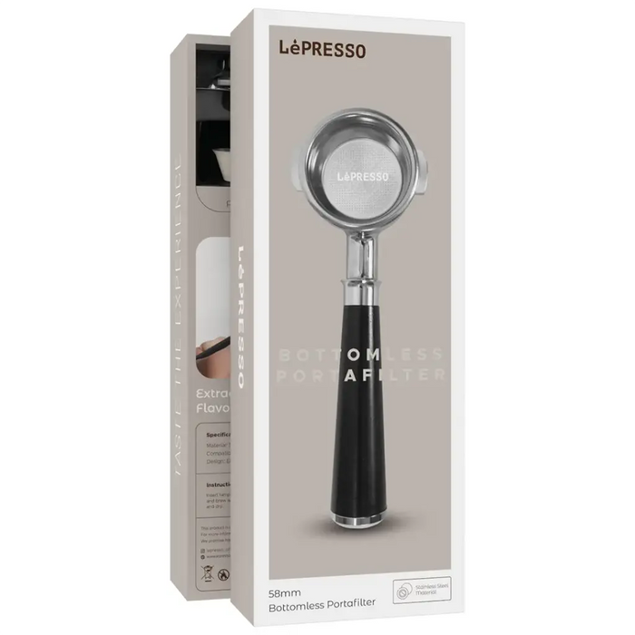 Lepresso - 58mm Bottomless Portafilter - BLACK