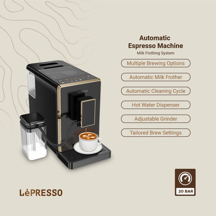 LePresso - 20 Bar Full Automatic Coffee Machine 1.5L - Black