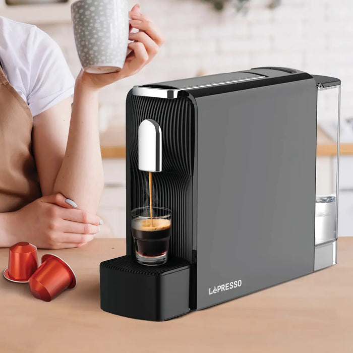 Lepresso Baristo Espresso Machine – 19-Bar Pressure, Nespresso Capsule Compatible, Compact Design (Black)