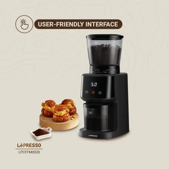 Lepresso - Conical Burr Coffee Grinder – 31 Grind Settings, 165W, Black