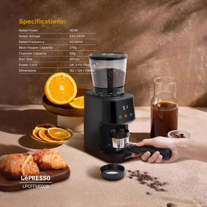 Lepresso - Conical Burr Coffee Grinder – 31 Grind Settings, 165W, Black