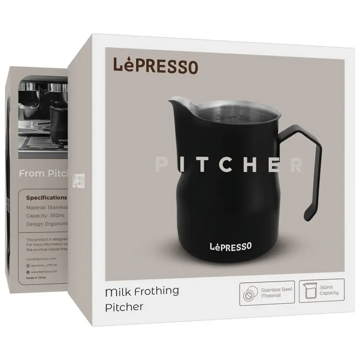 LePresso Milk Frothing Pitcher – Black, 350ml