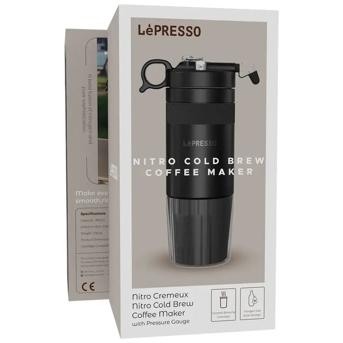 Lepresso - Nitro Cremeus Nitro Cold Brew Coffee Maker with Pressure Gauge - Black