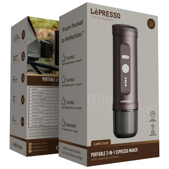 LePresso Portable 2-in-1 Espresso Maker – Brown