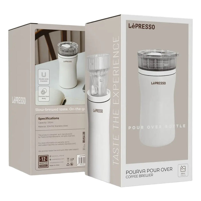 Lepresso PourVa Pour Over Coffee Brewer - White | ماكينة تحضير القهوة بالتقطير من ليبرسو بورفا - أبيض
