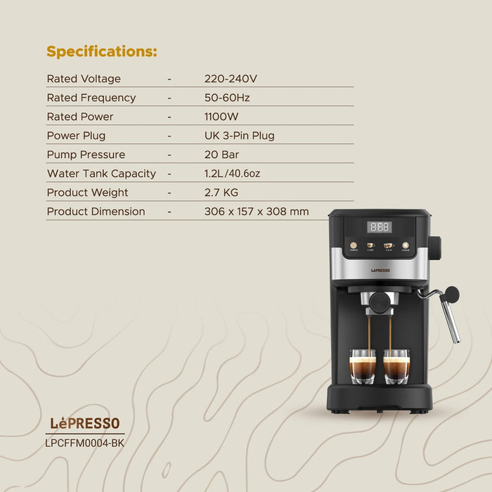 Lepresso - Suprema Espresso Machine Black | ليبريسو - ماكينة إسبريسو سوبريما أسود