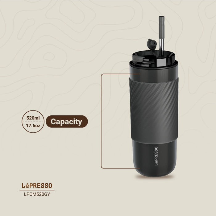 Lepresso - Thermal Tumbler With Infusion Filter Grey | ليبريسو - كوب حراري مع فلتر التسريب