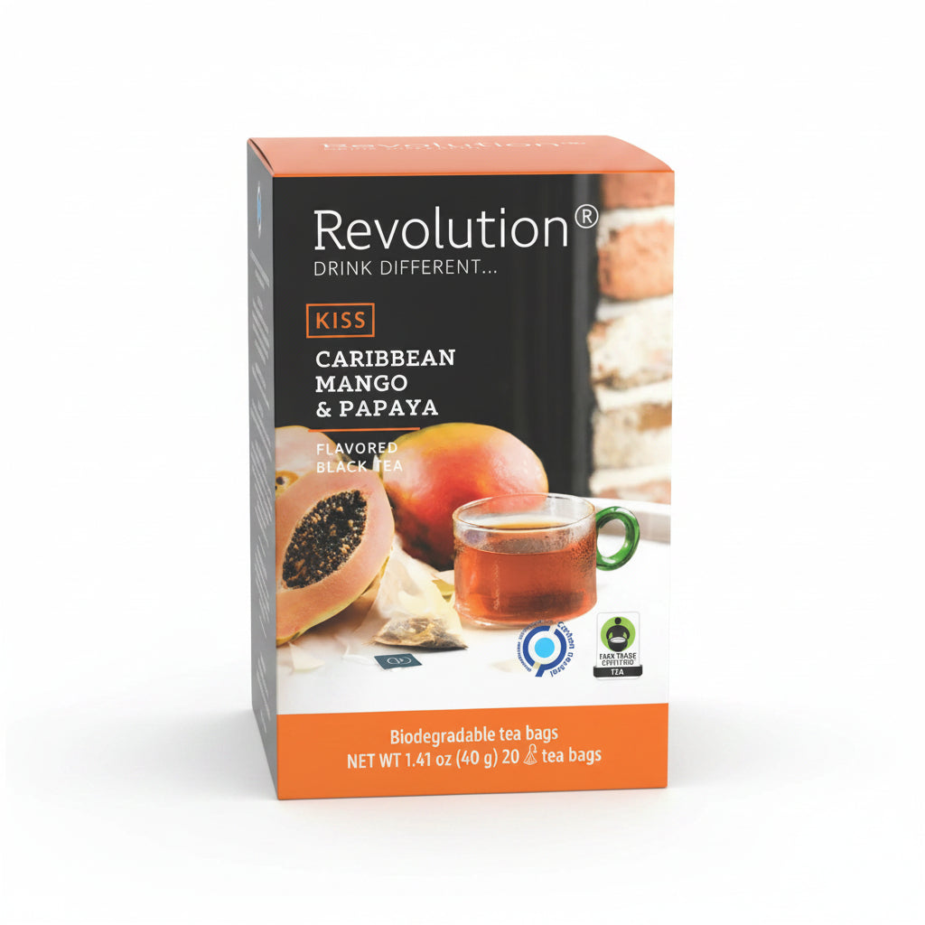 Revolution - KISS Caribbean Mango & Papaya Flavored Black Tea 20 Bags ...