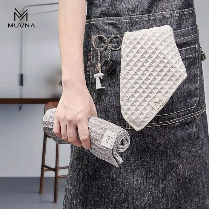 MUVNA Small Waffle Barista Towel 30 × 30 cm – Grey
