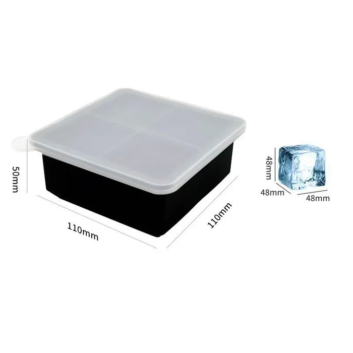 neat -mSilicone Ice Cube Mold, 4 Pieces - Black |  قالب ثلج سيليكون من نيت 4 حبات - اسود