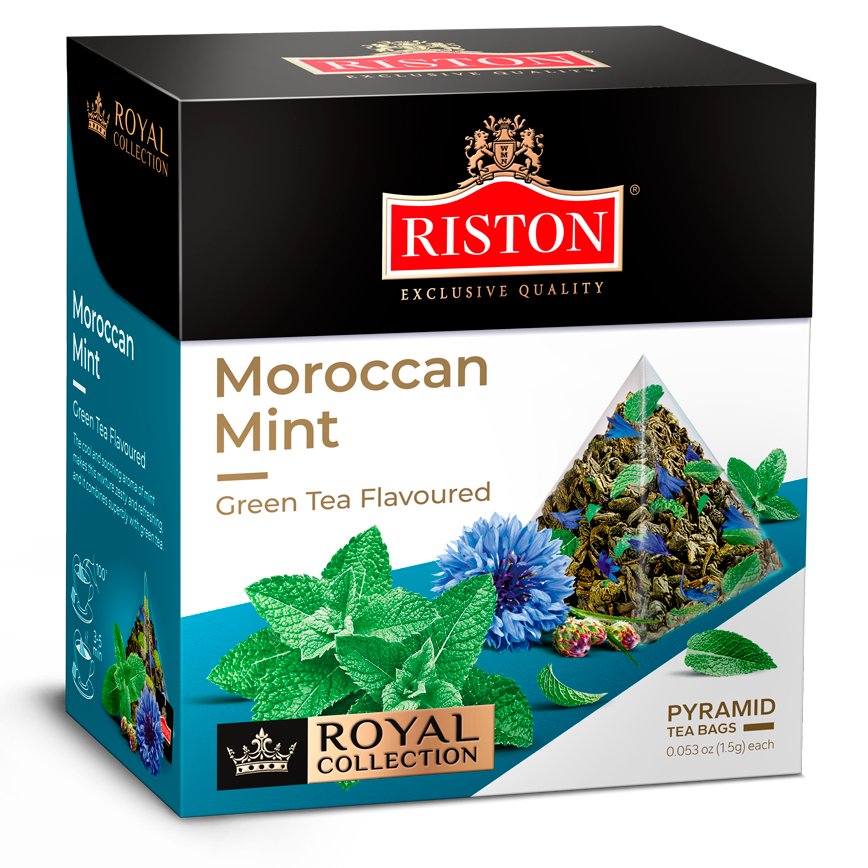 Riston - Moroccan Mint Green Tea, Flavoured, 18 Pyramid Tea Bags × 1.5 ...