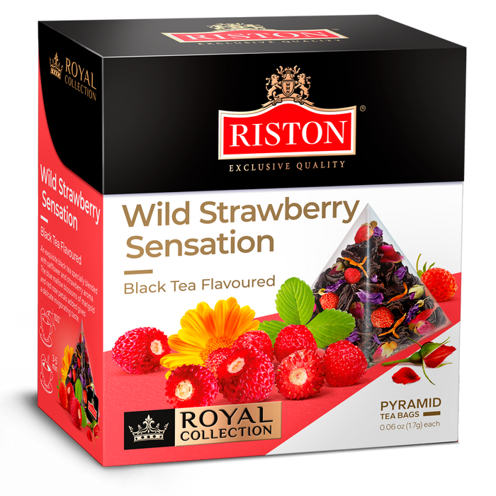 ريستون – إحساس الفراولة البرية، شاي أسود بنكهات الفواكه، 18 كيس شاي هرمية × 1.7 جم