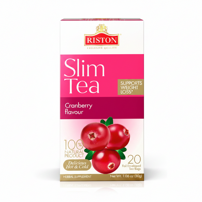 Riston Slim Tea – Cranberry Flavour – 20 Tea Bags × 1.5 g (Foiled Sachets)