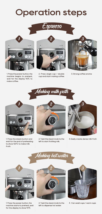  (ماكينة قهوة إسبريسو نصف أوتوماتيكية (فضةH10A