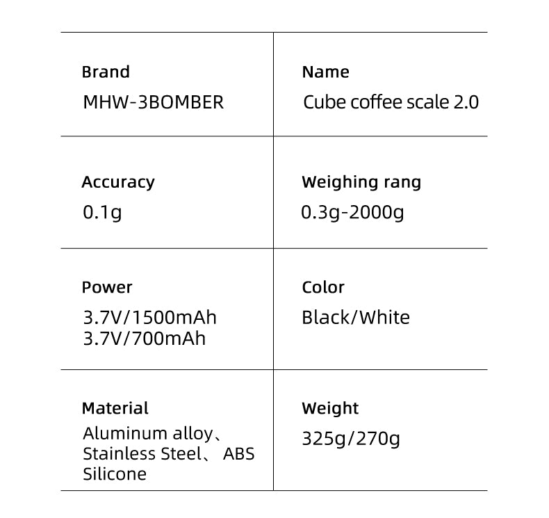 3 Bomber - Cube Coffee scale 2.0  Black