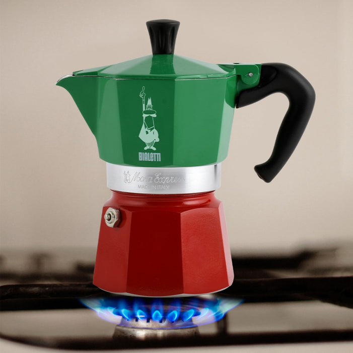 Bialetti - Moka Espresso Maker Italian Flag 3 Cup | بياليتي - صانعة القهوة الايطالية الوان علم ايطاليا 3 كوب