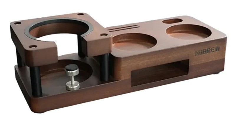 HiBREW Wood tamping station holder 51/58mm portafilter holder filter screen holder espresso distribution for H10A H13
